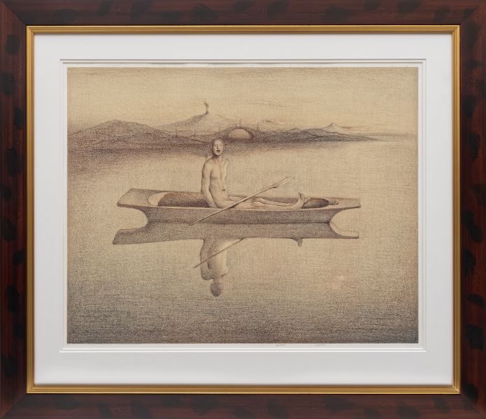 Mann i trebåt av Odd Nerdrum